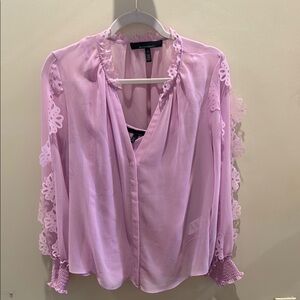 Elegant Pink Blouse with Lace Details